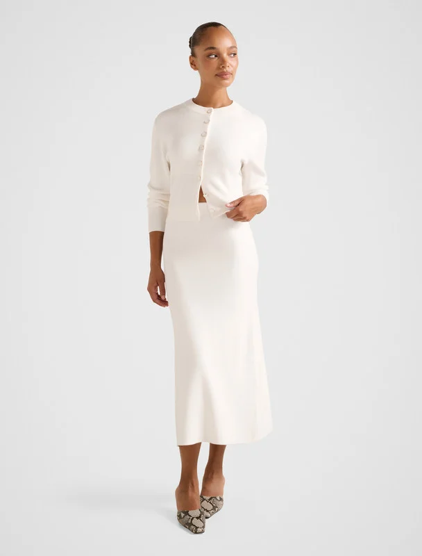 ALLY High Waist Knitted Midi Skirt